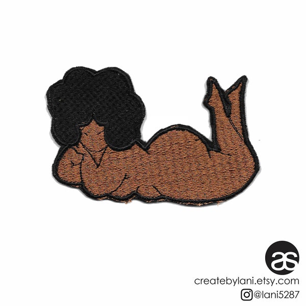 Curvy Cutie-Laying Iron-on Patch