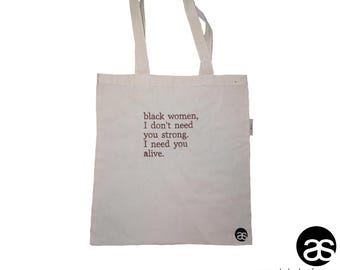 Borsa tote in cotone biologico ricamata "I Need You, Black Women"