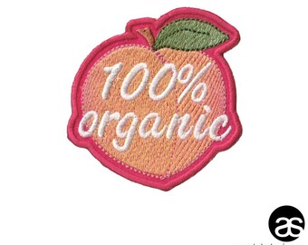 100% organic peach Iron-on patch