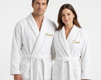 Embroidered Egyptian Cotton Terry Bathrobe, Personalized Spa Robe