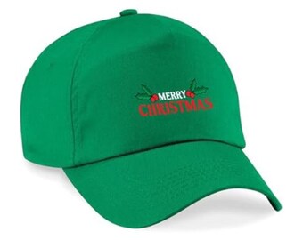 Merry Christmas Cotton Baseball Cap - Adjustable Holiday Hat