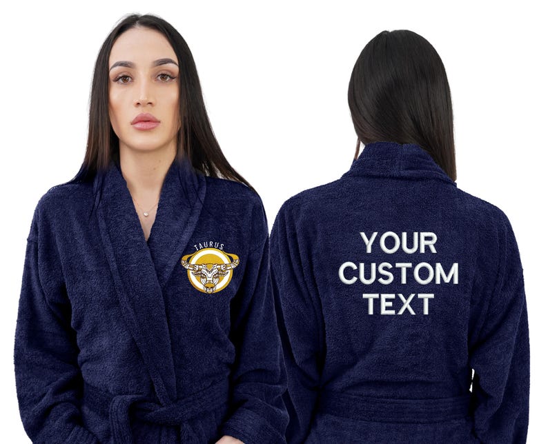 Zodiac Signs Bathrobe – Front Design & Back Custom Text Embroidery ...