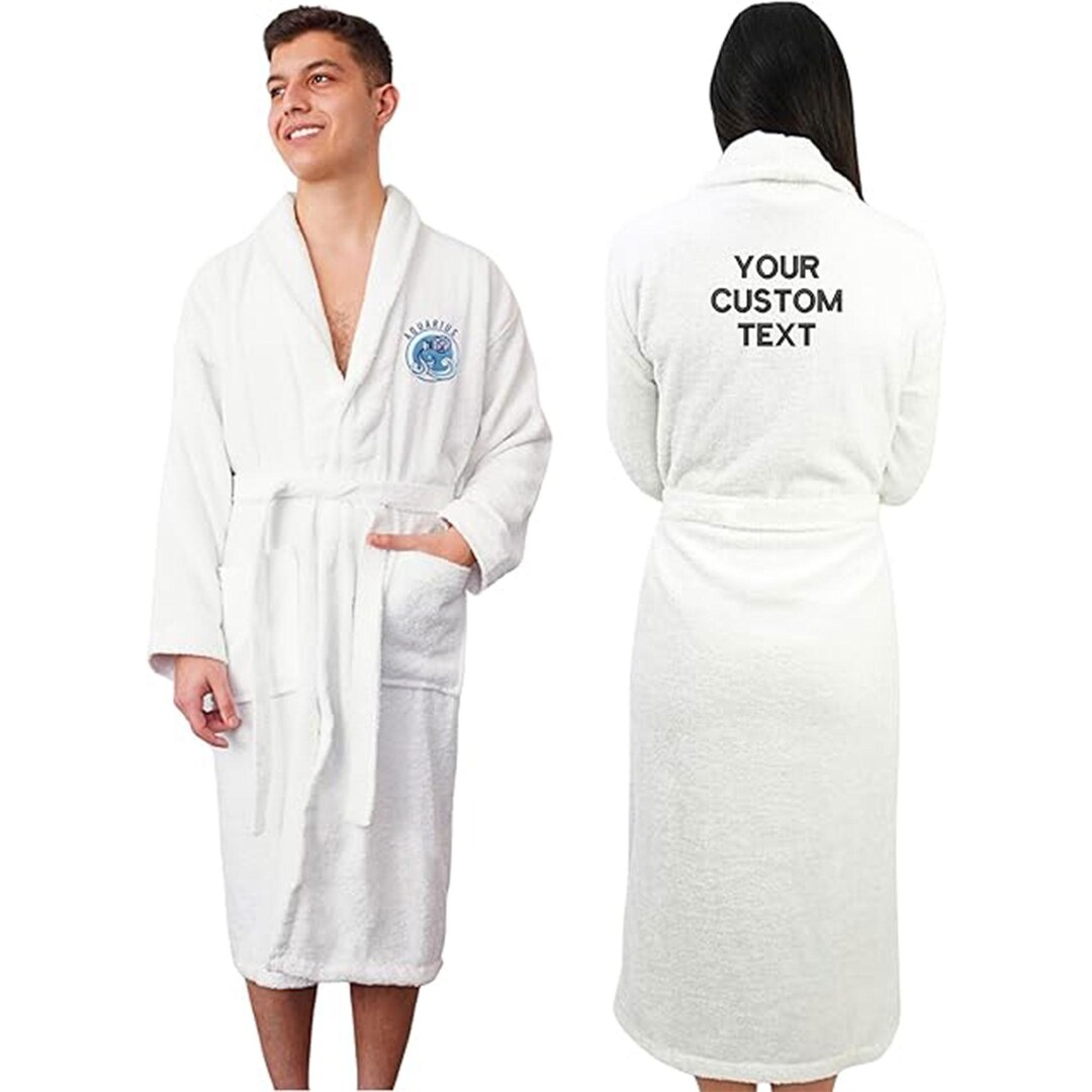 Zodiac Signs Bathrobe – Front Design & Back Custom Text Embroidery ...