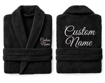 Albornoz de algodón egipcio bordado con texto personalizado, bata de spa