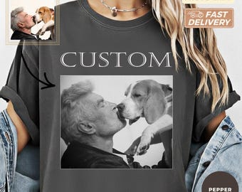 Custom Pet Photo Shirt, Personalized Pet Gift for Owners, Custom Dog Photo Shirt, Pet Picture Gift, Dog Mom Tee, Pet Memorial Shirt