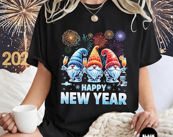Gnomes Happy New Year Shirt, Funny New Year Party Tee, Gnome Christmas Shirt, 2026 Holiday Gift, New Year New Me Sweatshirt, Gift for Her