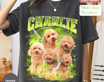 Custom Vintage Pet Shirt, Personalized Dog Bootleg Rap Tee, Retro 90s Graphic T-Shirt, Dog Lover Apparel, Custom Pet Face Design