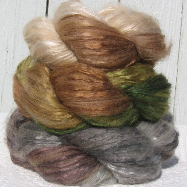 Merino/Mulberry Silk Roving (50/50) - SIERRA - Hand Painted Spinning Fiber - 2 oz