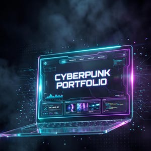 Sito web portfolio HTML futuristico personalizzato / Web design per curriculum tecnico cyberpunk