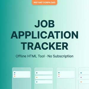 Job Application Tracker | Offline Kanban HTML App | Job Search Organizer | Dark Mode | Digital Download