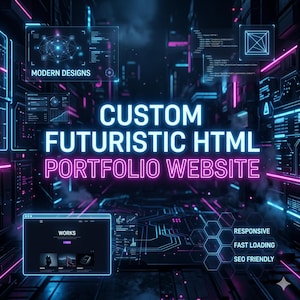 Custom Futuristic HTML Portfolio Website | Cyberpunk Personal Resume Web Design | Coded Static Website for Tech Professionals