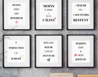 Pack of 6 quote posters | Minimalist wall posters | Family & home wall decoration | Digital posters to print (PDF A4)