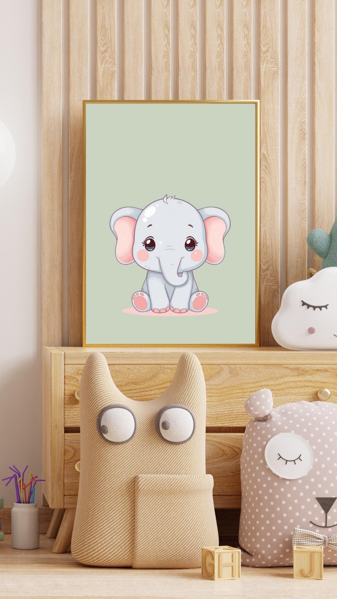 Cute Baby Elephant Poster | Printable Kids Room Poster, Nursery Wall ...