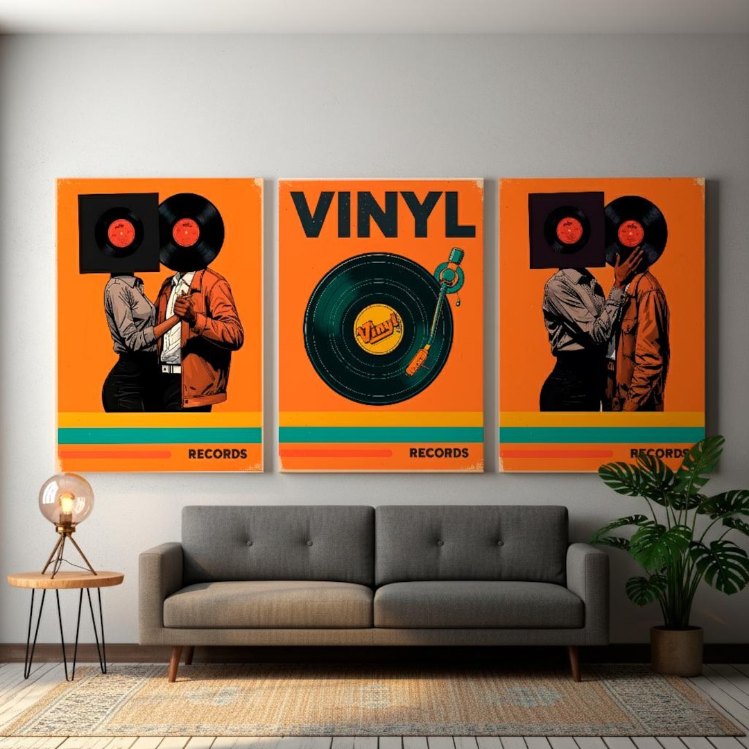 Retro Vinyl Record Wall Art Set | 3 Piece Digital Prints | Vintage ...