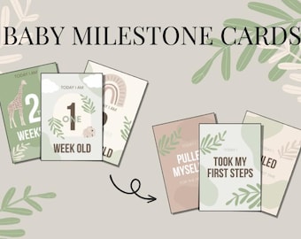Baby Milestone Cards | Newborn Milestone Photo Props | Monthly Baby Milestone Cards | Baby Shower Gift | Printable Baby Milestone Cards