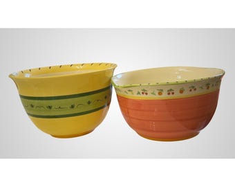 Juego de boles para mezclar Pfaltzgraff Secrets of Pistoulet Jana Kolpen Amarillo Naranja 2 piezas