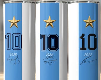 Bicchiere campione del mondo Argentina, numero 10, regalo per tifosi di calcio, regalo per il calcio, bicchiere sportivo, regalo per lui, Argentina 1978 1986 2022