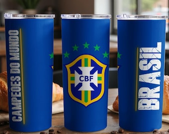 Vasos de fútbol de Brasil, Campeoes Do Mundo, fútbol brasileño, regalo de orgullo por el equipo, vasos únicos para fanáticos del deporte