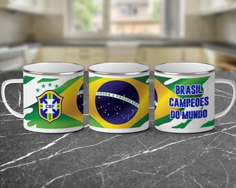 Brasilien Campeoes do Mundo Becher, Fußball-WM Becher, Brasilien Flagge Becher, Fußballfans, Fußballliebhaber Geschenk, Geschenkidee, Neuheit Becher
