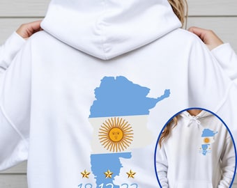 アルゼンチンワールドカップパーカー、チャンピオンTシャツ、アルゼンチン国旗パーカー、サッカーファンギフト、アルゼンチンの誇り、フットボールファンギフト