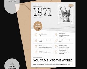 Printable 1971 Card - 55th Birthday | Retro Facts from 1971 | Instant Digital Download
