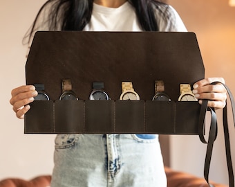 Custom leather watch roll, Watch organizer leather, Travel watch case for men, Handmade watch roll, Watch roll personalized, Watch holder