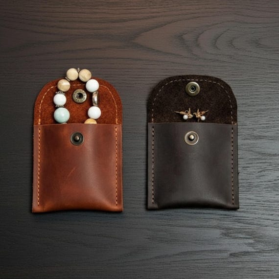 Small leather jewelry pouch, Personalized jewelry pouch, Mini jewelry storage case, Jewelry travel pouch handmade, Custom jewelry pouch