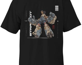 Sci Fi Character Robot T Shirt Streetwear Oversized Tee STRAYBOT The Keeper Design