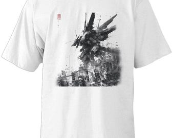 Mecha Explosion Robot T Shirt Streetwear Oversized Tee STRAYBOT Mechagod Core Design
