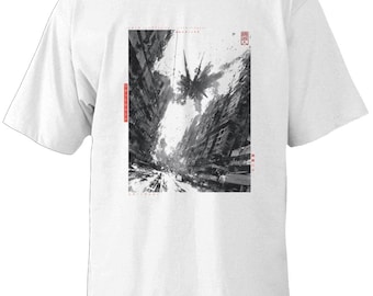 Futuristic Robot Falling T Shirt Streetwear Oversized Tee STRAYBOT Descent Graphic