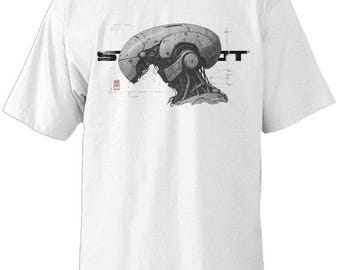 Alien Robot Head T Shirt Streetwear Oversized Tee STRAYBOT Silent Mind Design