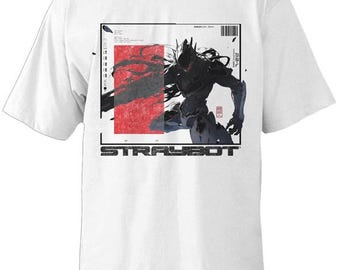 Glitch Cyberpunk Robot T Shirt Streetwear Oversized Tee STRAYBOT Corrupted Host Design
