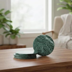 Ensemble de sous-verres en marbre vert, décoration de table de luxe