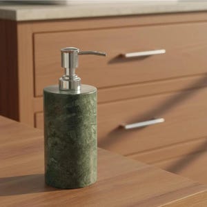 Distributeur de savon en marbre vert, décoration de salle de bain luxueuse