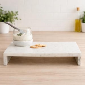 Elevador de Servicio de Mármol Blanco, Soporte de Exhibición Rectangular de Mármol