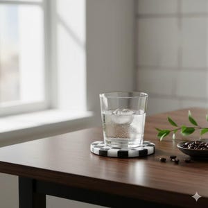 Sottobicchieri In Pelle Effetto Marmo Con Porta Sottobicchieri - Set Da 6 Pezzi Rotondi Grigi - Proteggi I Tuoi Mobili Da Aloni E Graffi Con Stile - 3