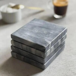 Posavasos de mármol negro hechos a mano (juego de 4) – Decoración de mesa moderna y minimalista