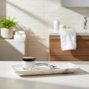 Bandeja de servir em mármore branco – Bandeja retangular minimalista em pedra