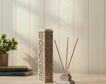 Hand Carved Soapstone Incense Burner Set