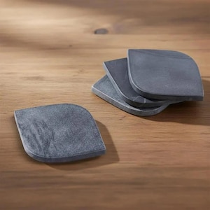 Grey Marble Coasters Set of 4 – Minimalist Stone Drink Coasters