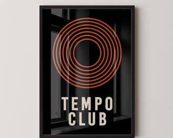 TEMPO CLUB - Poster da parete dal design retrò, colorato e audace, moderno e minimalista