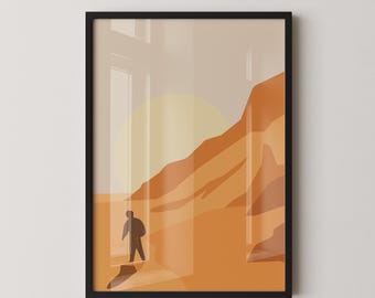 TRAMONTO MAROCCHINO - Quadro minimalista dal deserto caldo, stampa di viaggio astratta moderna