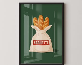 OUI OUI BAGUETTE - French Culture Playful Design, Modern Minimalist Wall Art Poster