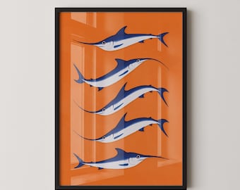 SWORDFISHHH - Curvy, Colorful, Bold Snake  Design, Modern Minimalist Wall Art Poster