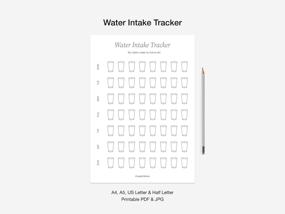 Weekly Water Intake Habit Tracker Printable | Routine Tracker Template ...