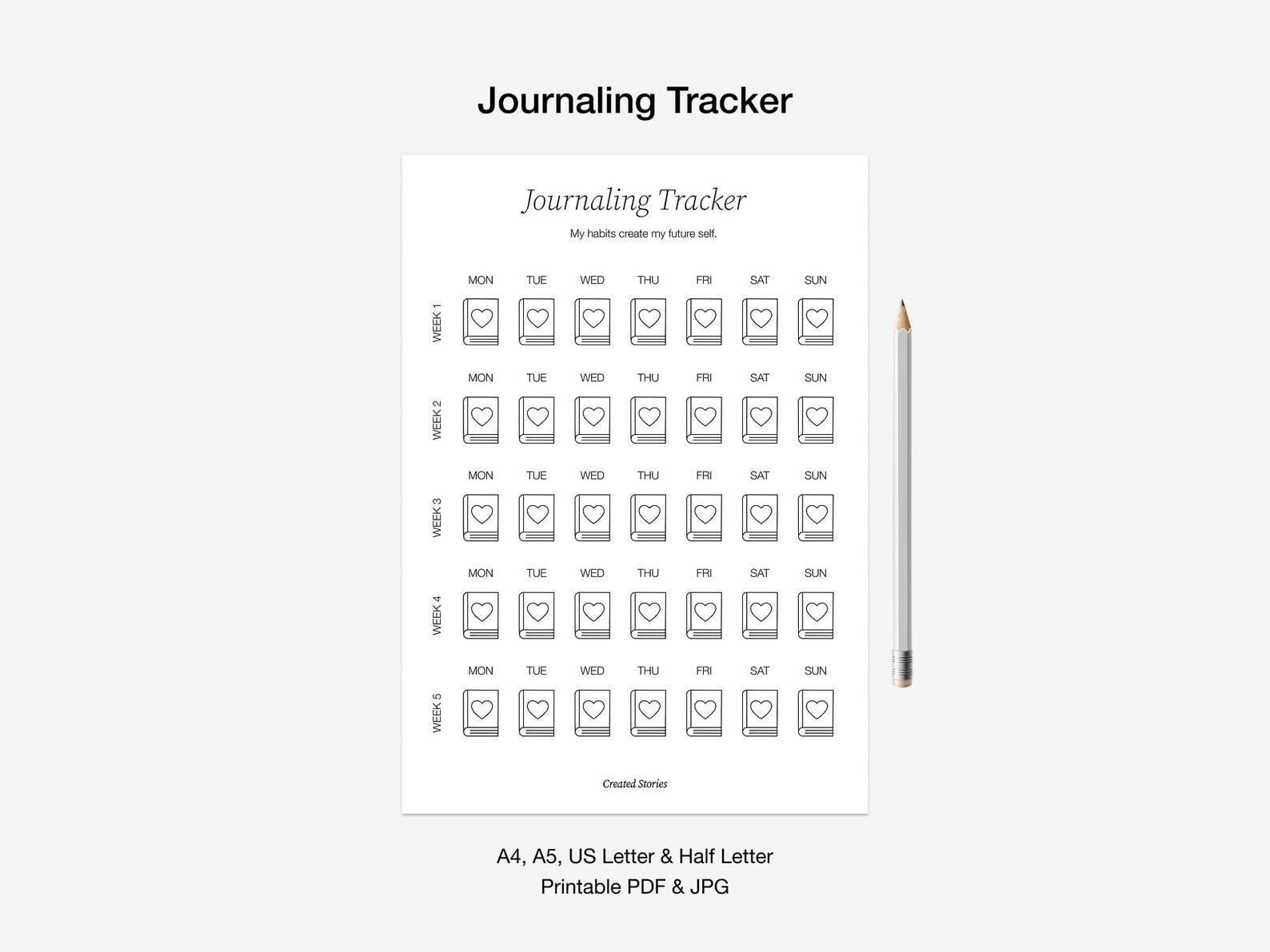 Monthly Journaling Tracker Printable | Gratitude Journal Log ...