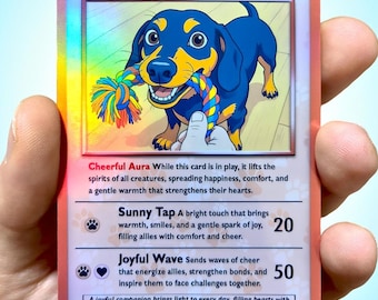 Individuell gestaltete Haustierkarte im Poke-Stil, personalisierte Fotokarte für Haustiere, Geschenkidee für Hunde und Katzen, individuelle Layoutwahl, Folienholografie