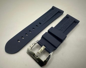 24mm/22mm Panerai Navy Blue Rubber Strap watch Band with Buckle
