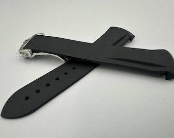 For OMG Seamaster Planet Ocean Watch Strap Handmade CRAFTED Rubber Black 22mm 20mm With Clasp