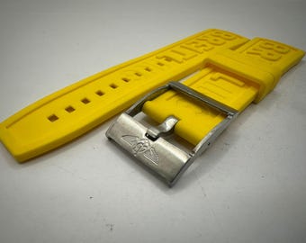 Pasek gumowy Breitling z klamrą w kolorze żółtym, 24 mm